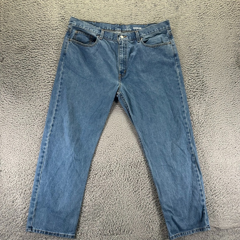 George Jeans Mens 40x30 Blue Cotton Denim Straight Leg Workwear Travel Utility
